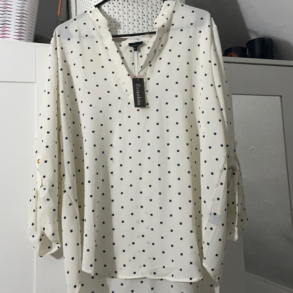 Plus size square dots business casual shirt